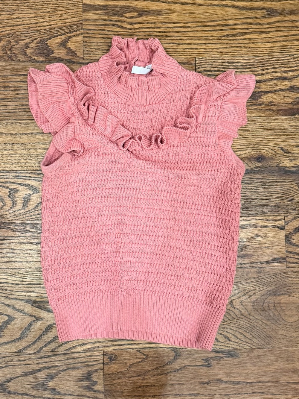 Coral Girls Ruffled Mock Neck Sleeveless Knit Top